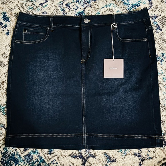 J. Jill Dark Wash Denim Mini Skirt - Size 16 - Picture 1 of 3